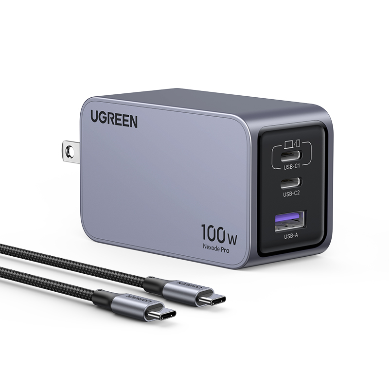 UGREEN X757 (25873) Nexode Pro 100W 3-Port GaN Fast Charger - US - UGREEN Nexode Pro 100W 3-Port GaN Fast Charger - ThermalGuard Comprehensive Protection System - Advanced GaN technology - Wide Compatibility. 