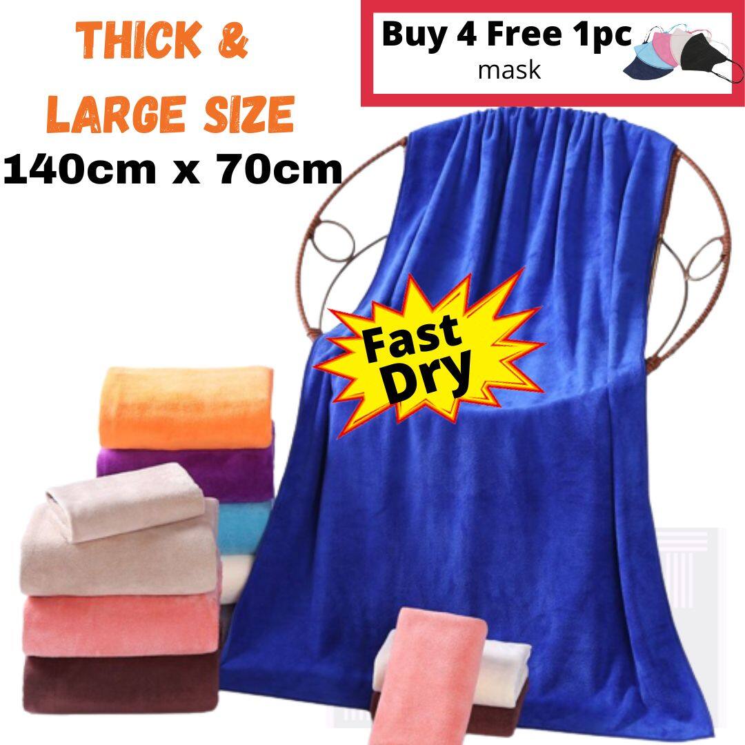 Tuala Mandi Terbal Besar Extra Large Serap Bath Towel（140cm X 70cm）Thick Microfiber Serap Air Tower Towel Plus Saiz Quick Dry