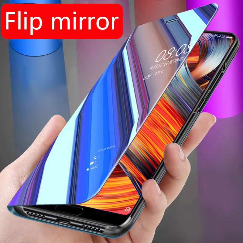 Biruiqu For Samsung Galaxy A21s Soft Hard Shockproof Flip Stand Mirror Case Cover