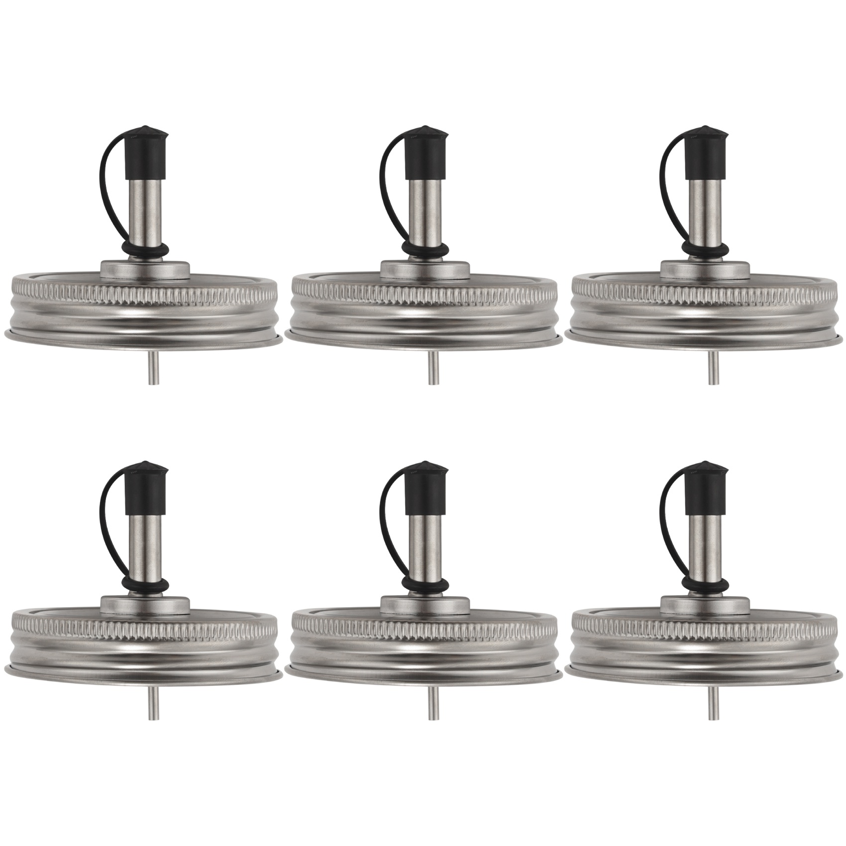 6PCS Regular Mouth Jar Pour Spout Lids with Plastic Caps