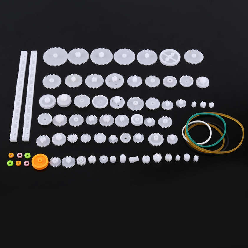 Sets Plastic Gears Pulley Belt Shaft Robot Motor Gear Set Worm Crown DIY Toy. 
