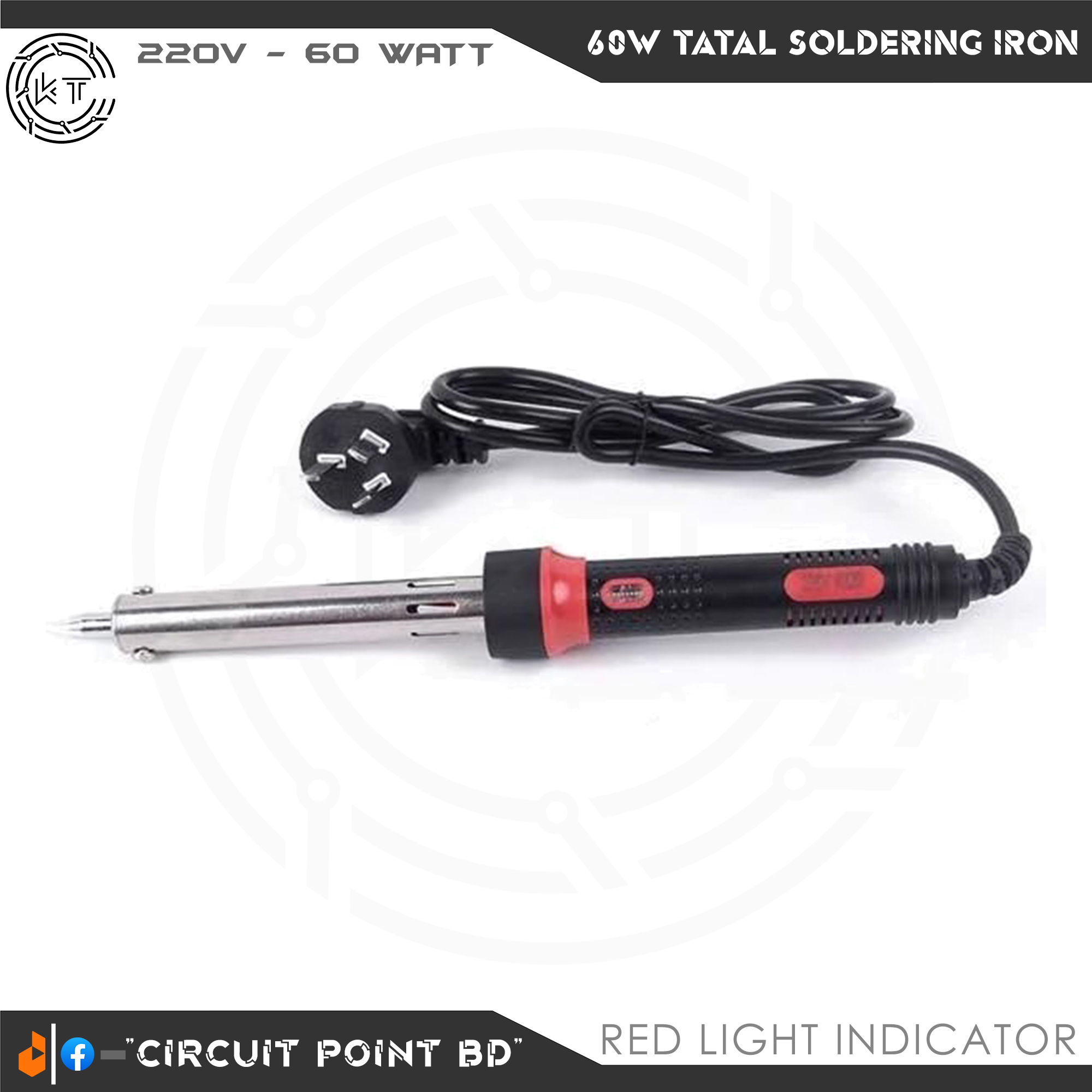 Soldering iron Tatal 60 Watt 220V with Red Light indicator. Highquality Product for Repairing Solder and DIY Electric and Electronics Project.. 