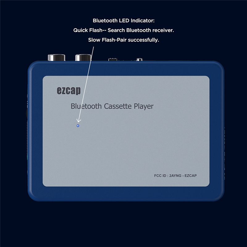 Portable Bluetooth Bluetooth Cassette Player Cassette Transmitter Player Tape Player White & Blue ABS+Metal Convert to MP3 Converter. 