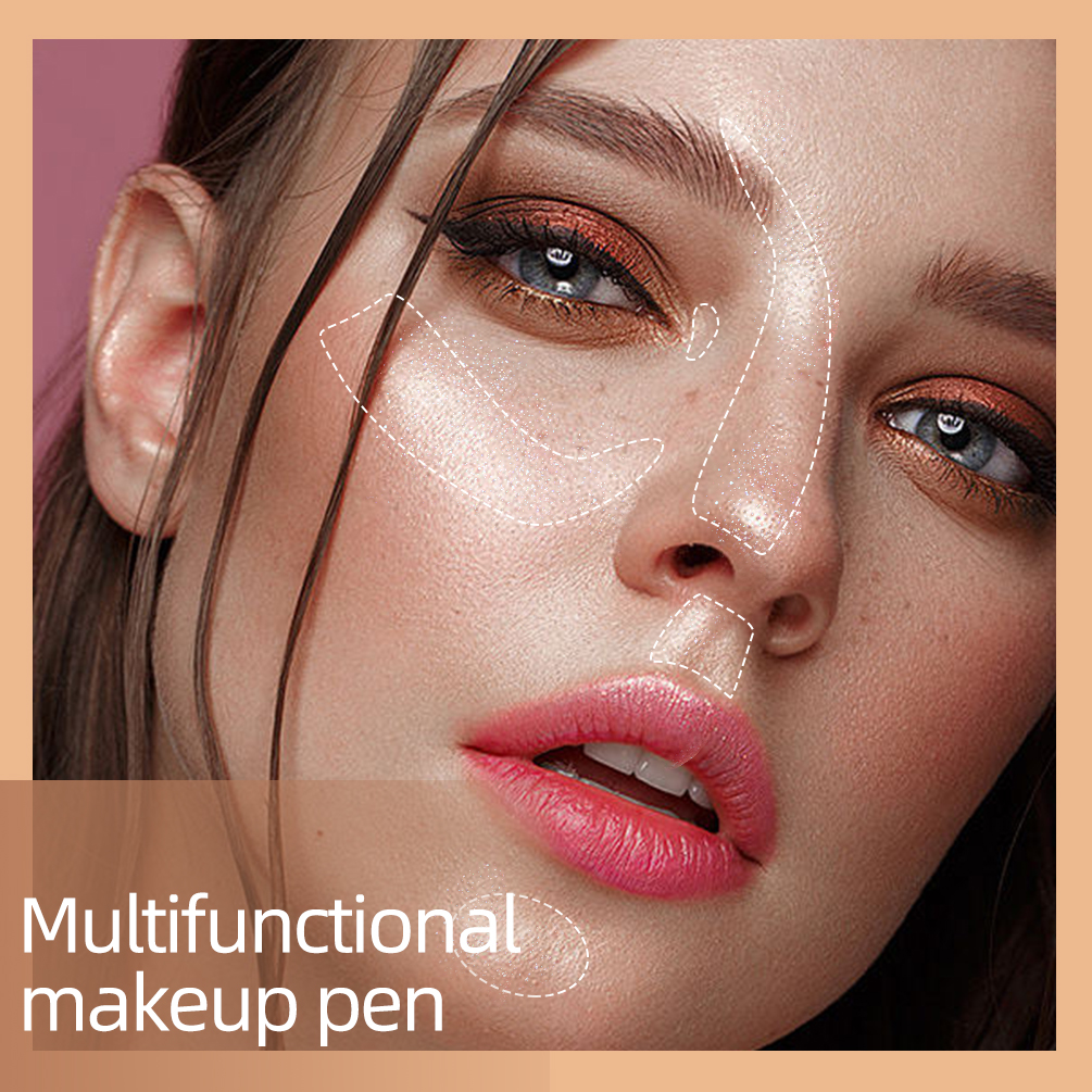 QIBEST Liquid Highlighter With Cushion Applicator Face Makeup Natural Bronzer Moisturizing Cream Soft Makeup Shimmer Highlight. 