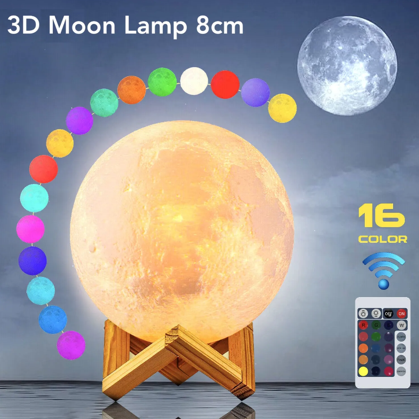Rechargeable 3D Moon Lamp With Remote 8cm Original Product