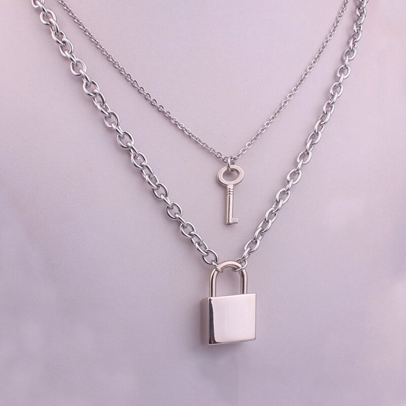 Fashion Key Padlock Pendant Necklace 