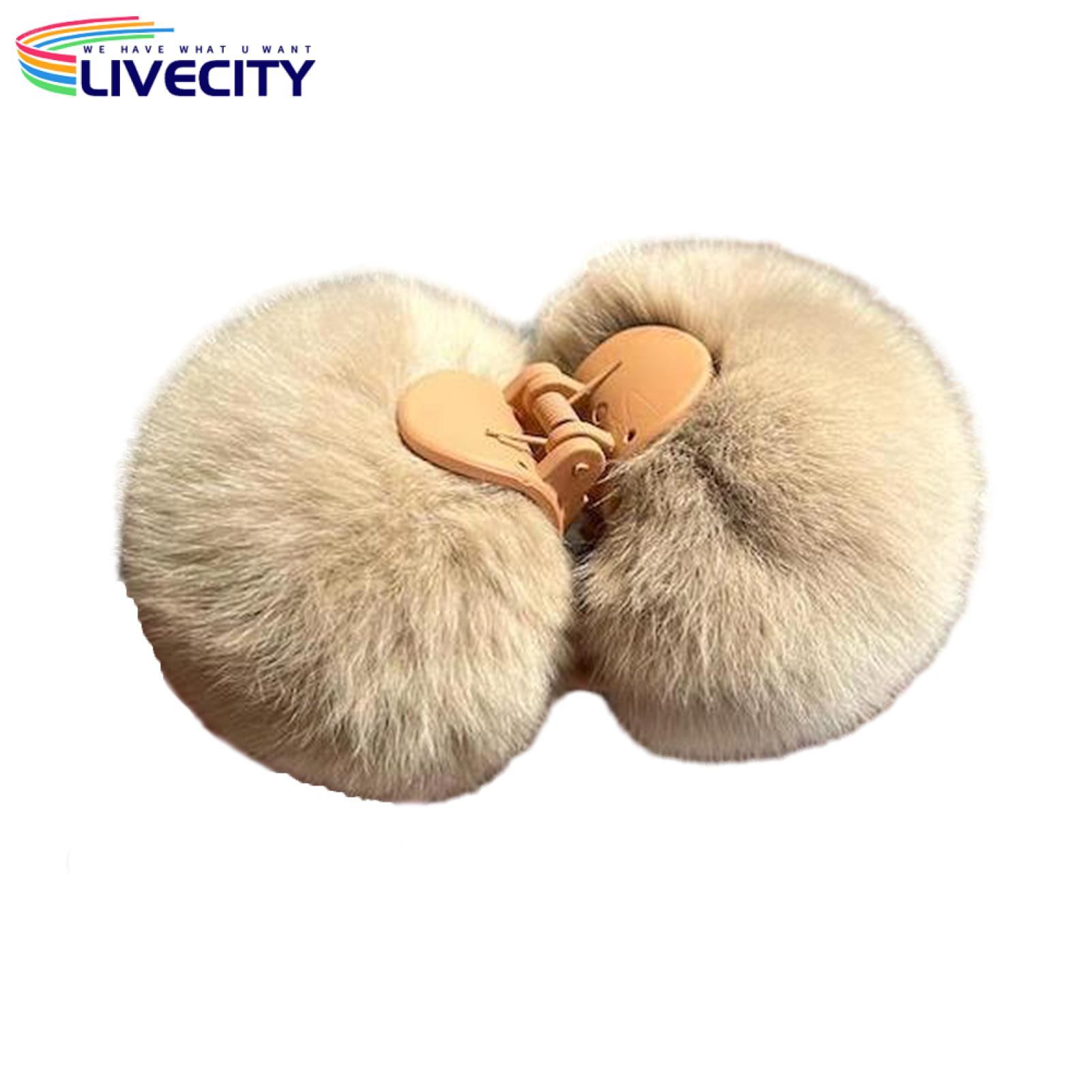 Plush Ball Hair Clamp Fluffy Ball Hair Clip for Women Anti-slip Strong Claw Grip Cute Hair Accessory for Southeast Asian Buyers Plush Ball Hair Grip