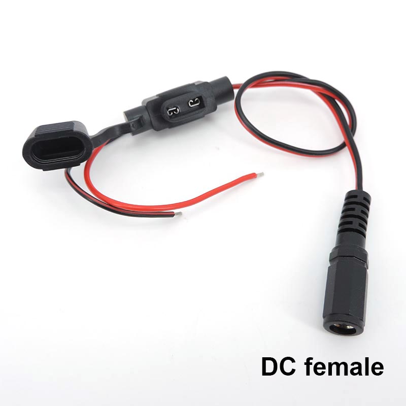 DC 5521 Male Plug Waterproof 5A Fuse Block To Open End 20awg Flexible Wire DC Power Pigtail Cable With Fuse Seat
