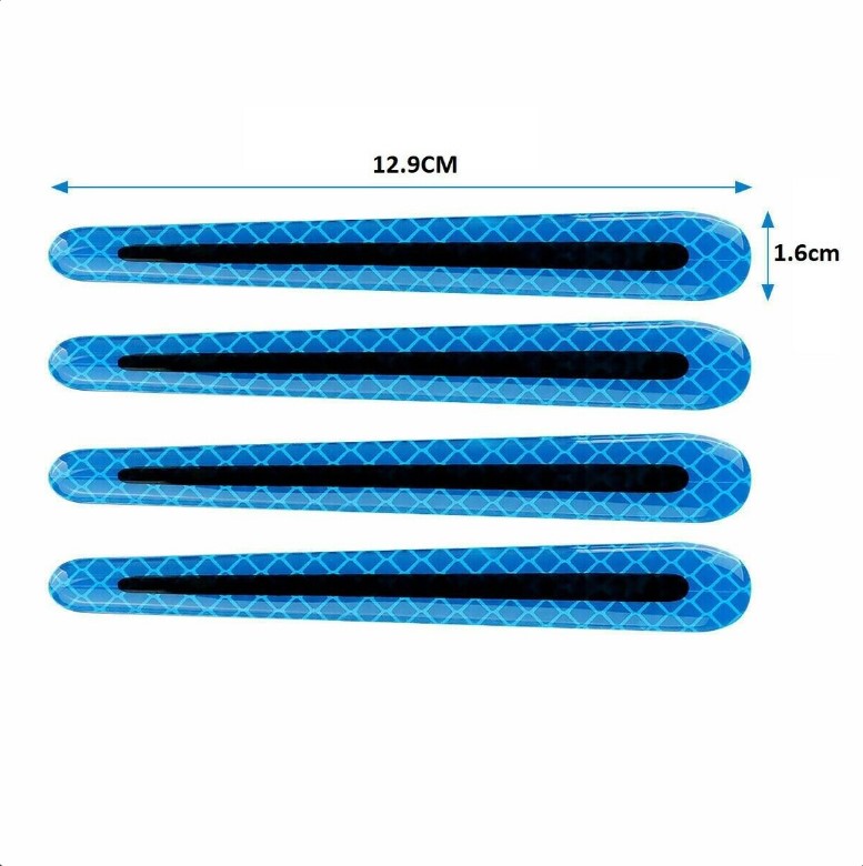 4Pcs Carbon Fiber Reflective Strip Car Door Handle Safety Warning Stickers For All Cars