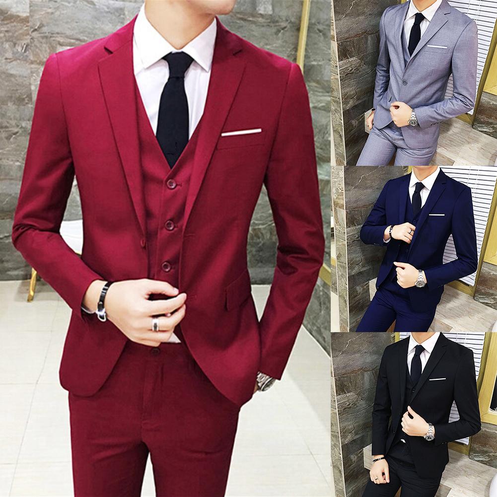 3Pcs/Set Luxury Plus Size Men Suit Set Formal Blazer +Vest +Pants Suits Sets Oversize For Men's Wedding Office Business Suit Set. 