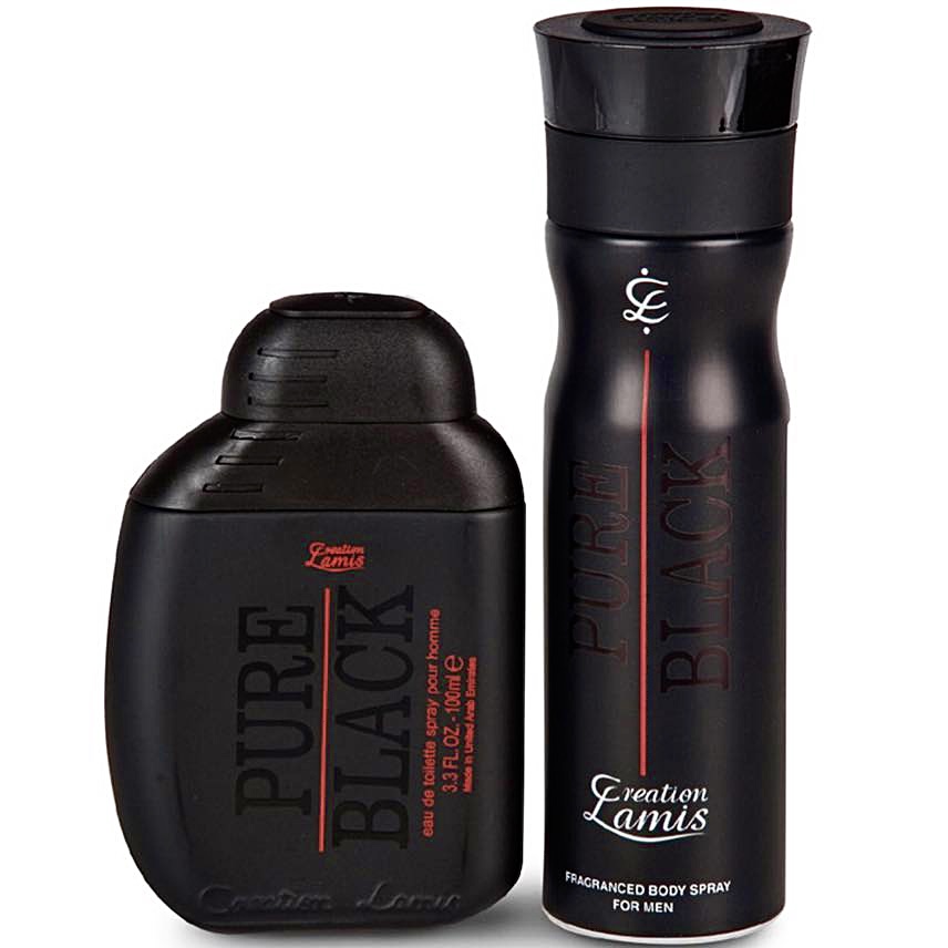 Pure Black Perfume By Creation Lamis For Men 100ml Body Spray 200ml