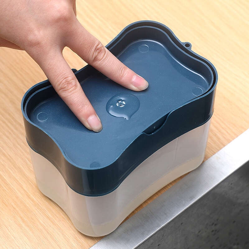 2 in 1 Premium Kitchen Manual Press Liquid Soap Pump Dispenser Washing Sponge Dish Wash. 