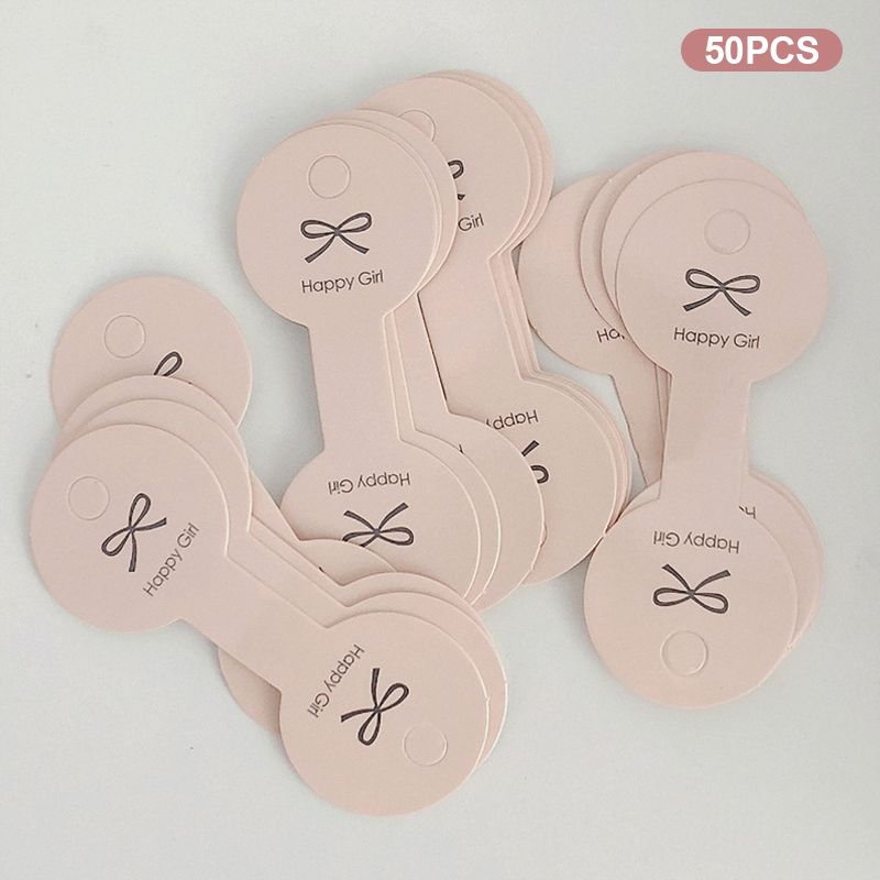 50Pcs Pink Bow Knot Hairpins Packaging Paper Cards Hair Tag Holder Cardboard Accessories Display Retail Tags Folding Paper Card
