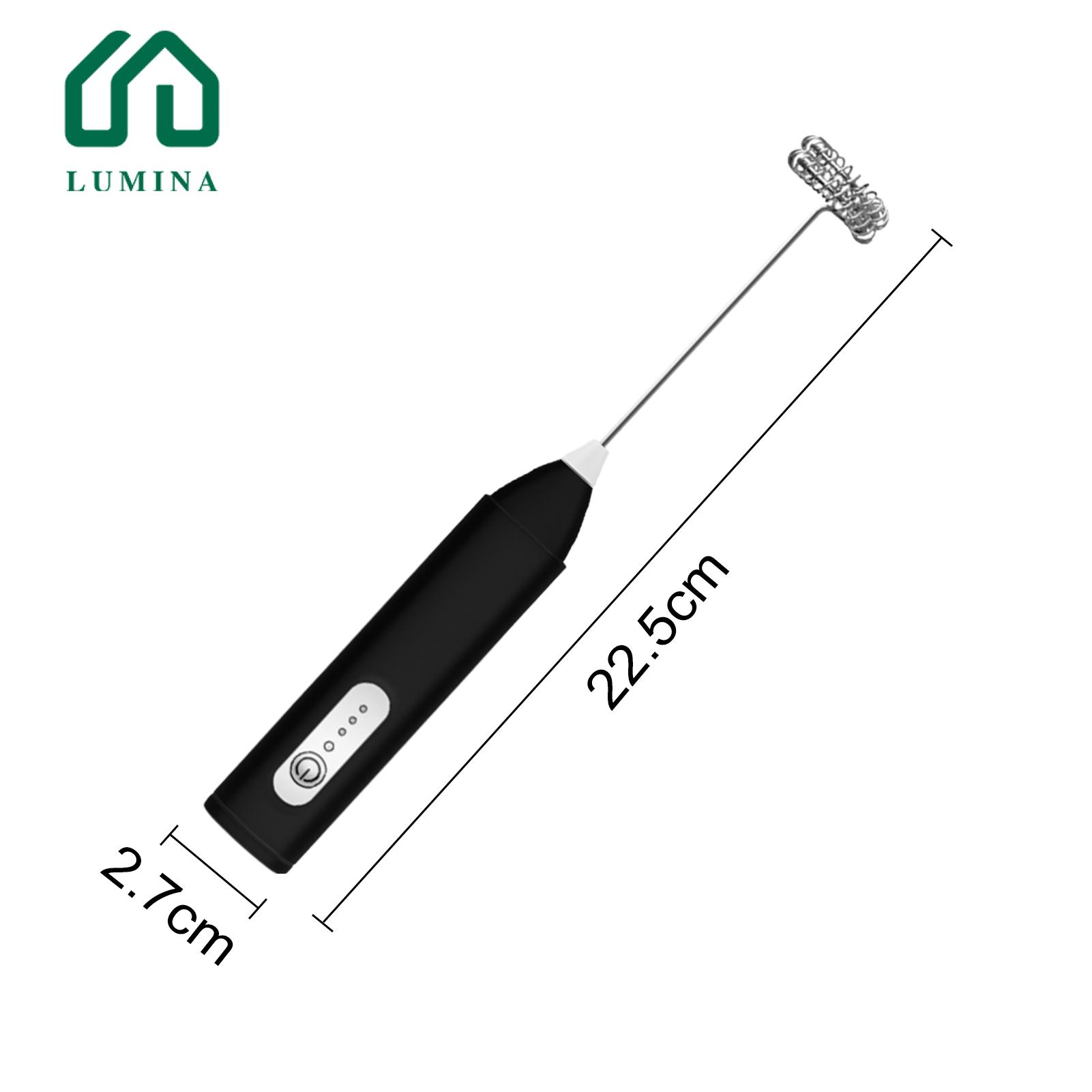 Lumina Hand-held Milk Frother Portable Type C Rechargeable Milk Frother Mixer 3-speed Whisk Wand for Matcha Latte Cappuccino Powerful Motor Noise-reducing Foam Mixer Ideal for Multi-use Frothing Tool. 