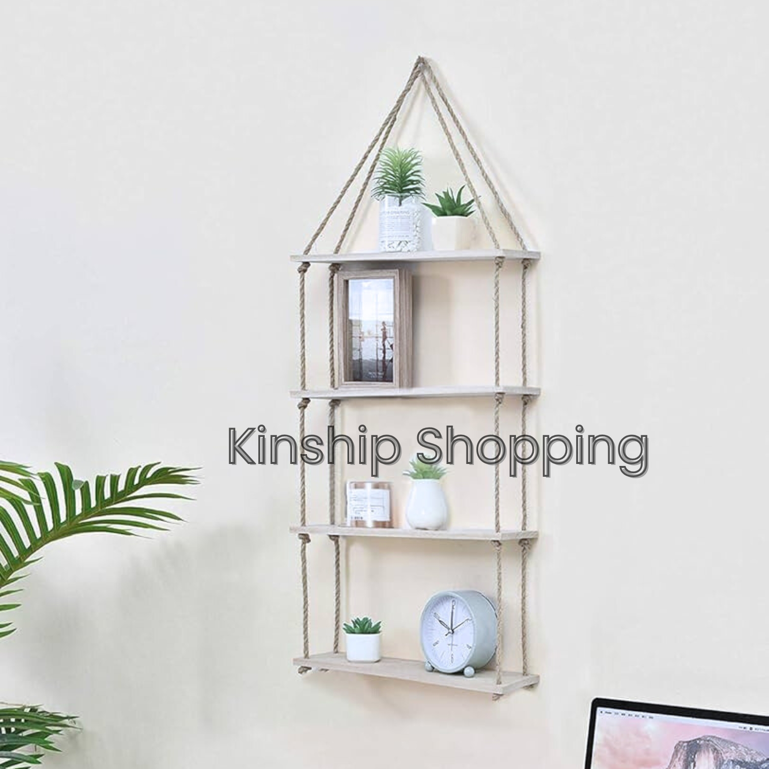 1 Pcs Balcony Hanging shelf, 4 Layer Toys & Showpieces Hanging Shelf House Decorative Rack , Handicraft Wall Shelf .. 