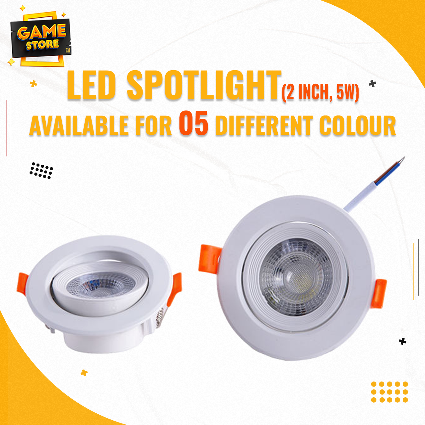 2 inch 5-Watt High Quality Round LED Spotlight Available for 05 different colour Voltage AC 165v-265v (Alom Super)