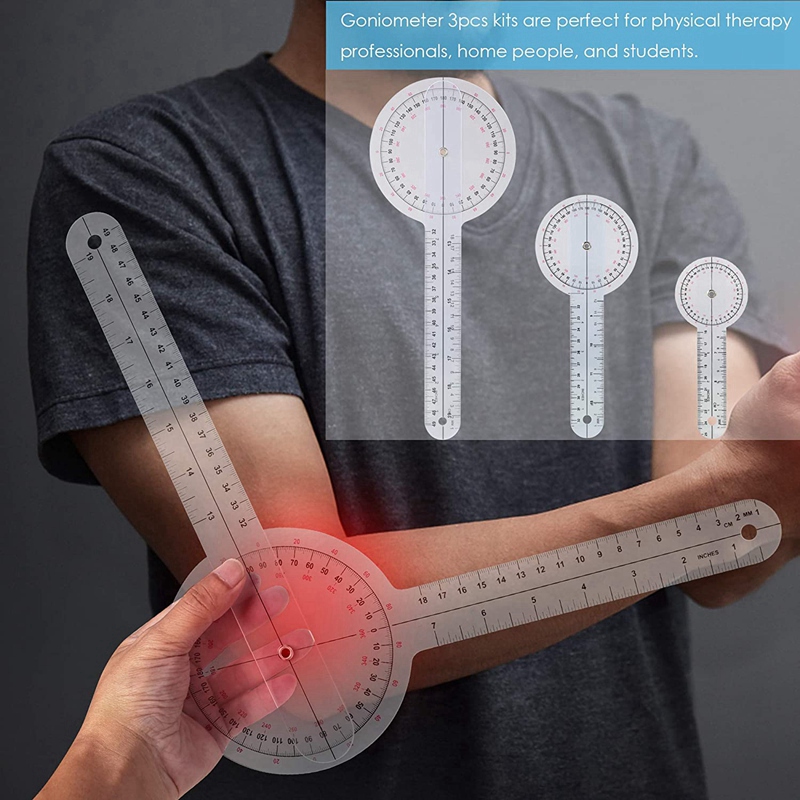 2 Pieces Gonioeter Physiotherapy PVC Edical Protractor 360° Angle Transparent Joint Easuring