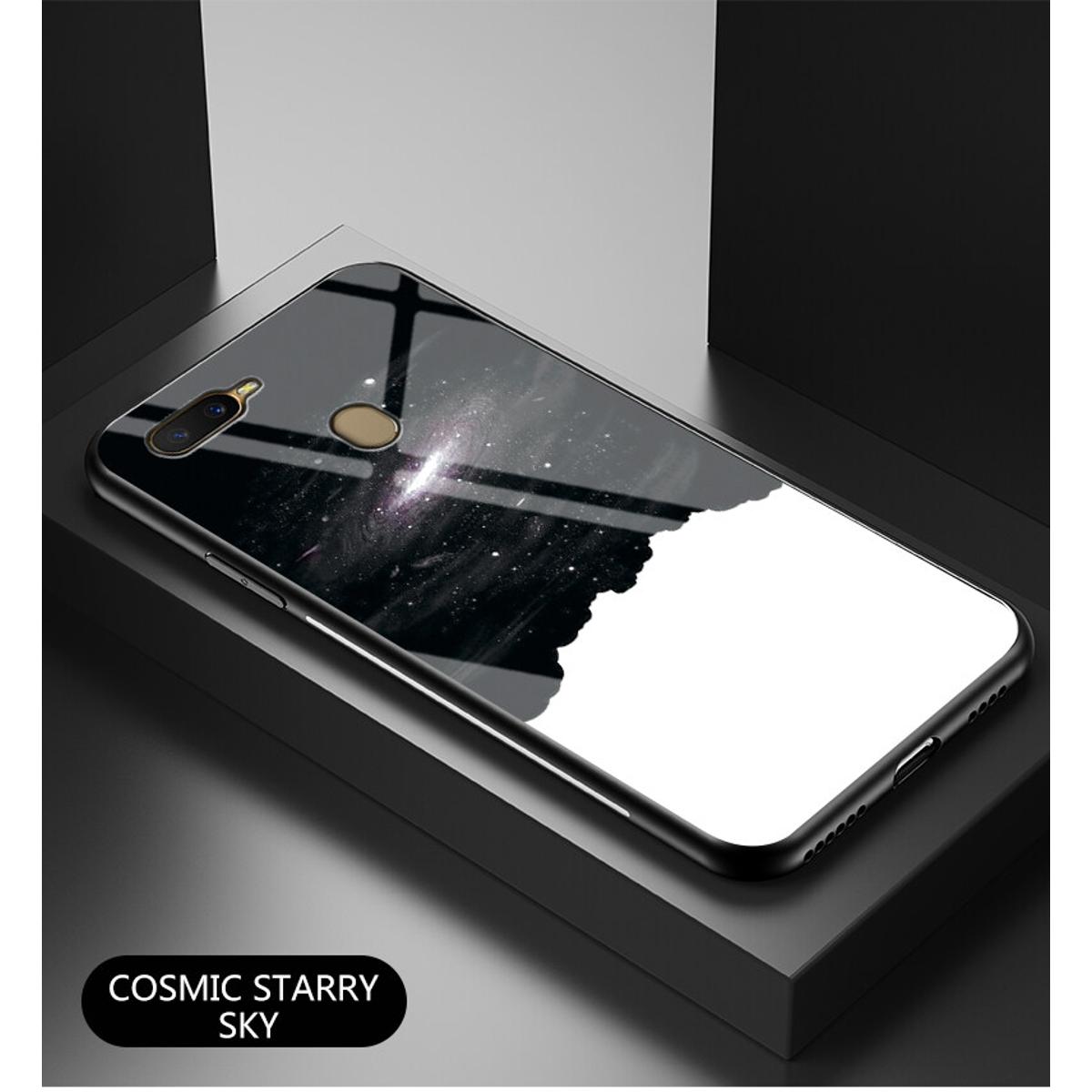 lthmy for OPPO A12E Tempered Casing Glass Phone Case Soft TPU Edge Protection Hard Shockproof Back Cover