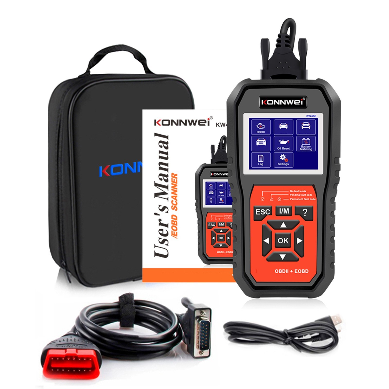 KONNWEI KW480 All System OBDⅡ Scanner Diagnostic Tool(Only Supports English). 
