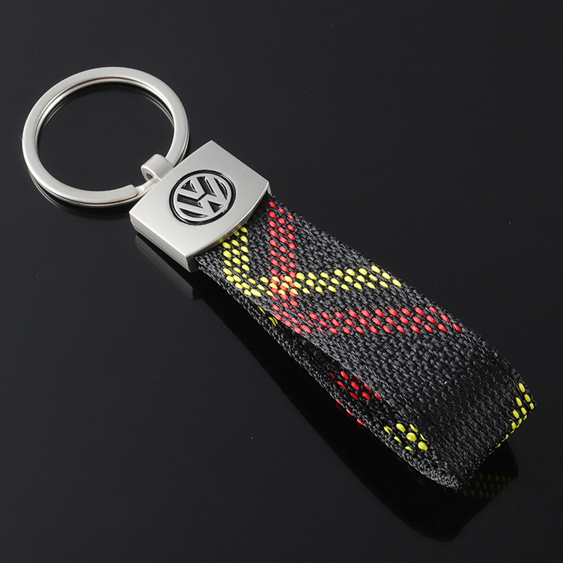 Cross-border Oxford nylon webbing Volkswagen logo car logo advertising car with metal key chain ring chain link pendant