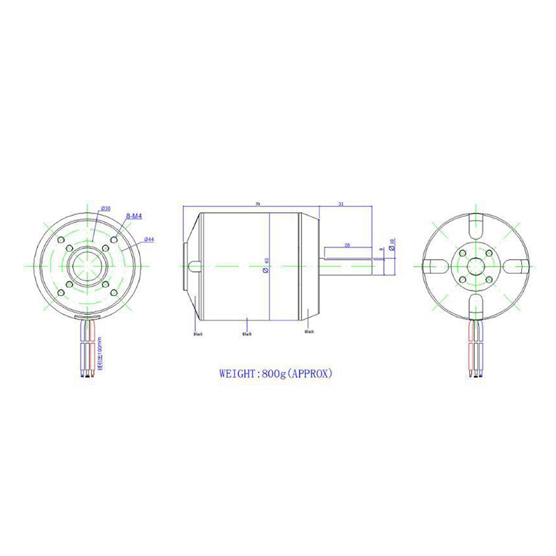 6374 170KV Brushless Motor Sensorless Motor for Four-Wheel Balancing Scooters Electric Skateboards. 