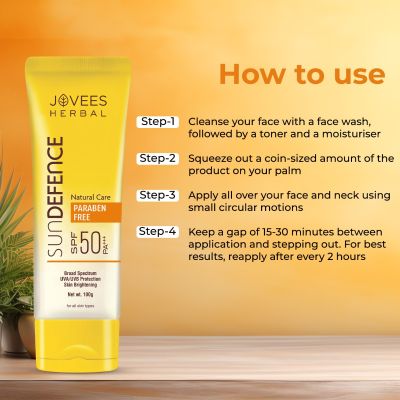 Jovees Sun Defence Cream SPF 50 | Broad Spectrum PA+++. 