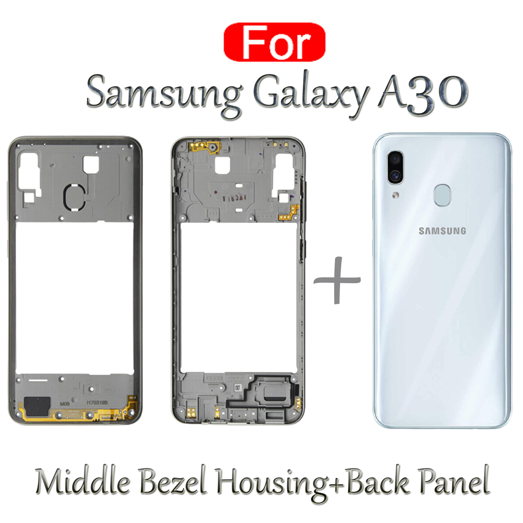 Samsung Galaxy A30 Middle Bezel Housing Frame and Back Panel Without Front LCD Frame Panel. 