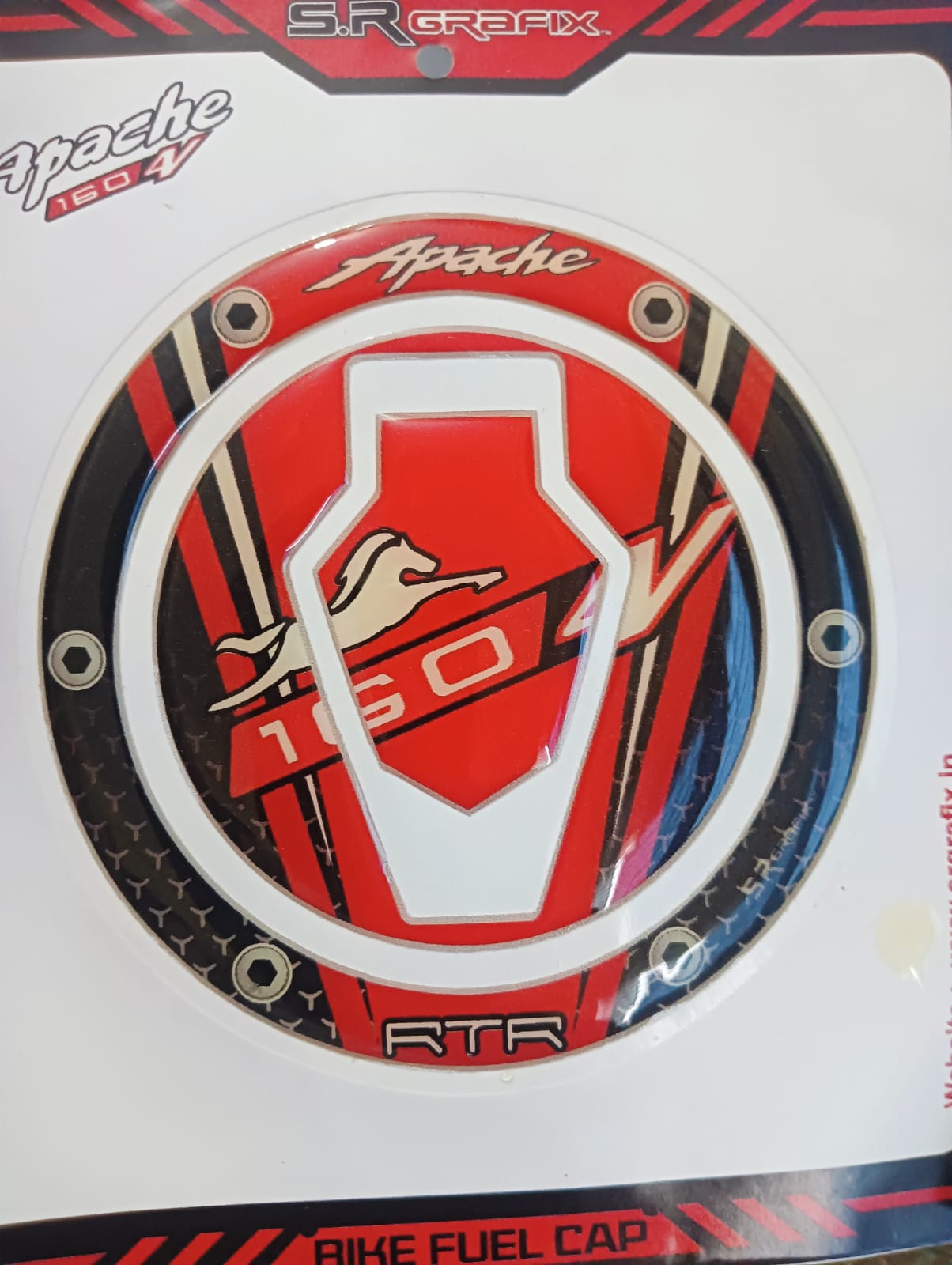 Motorcycle tank pad for apache RTR 4V racing or tank cap sticker - Red  (TC)