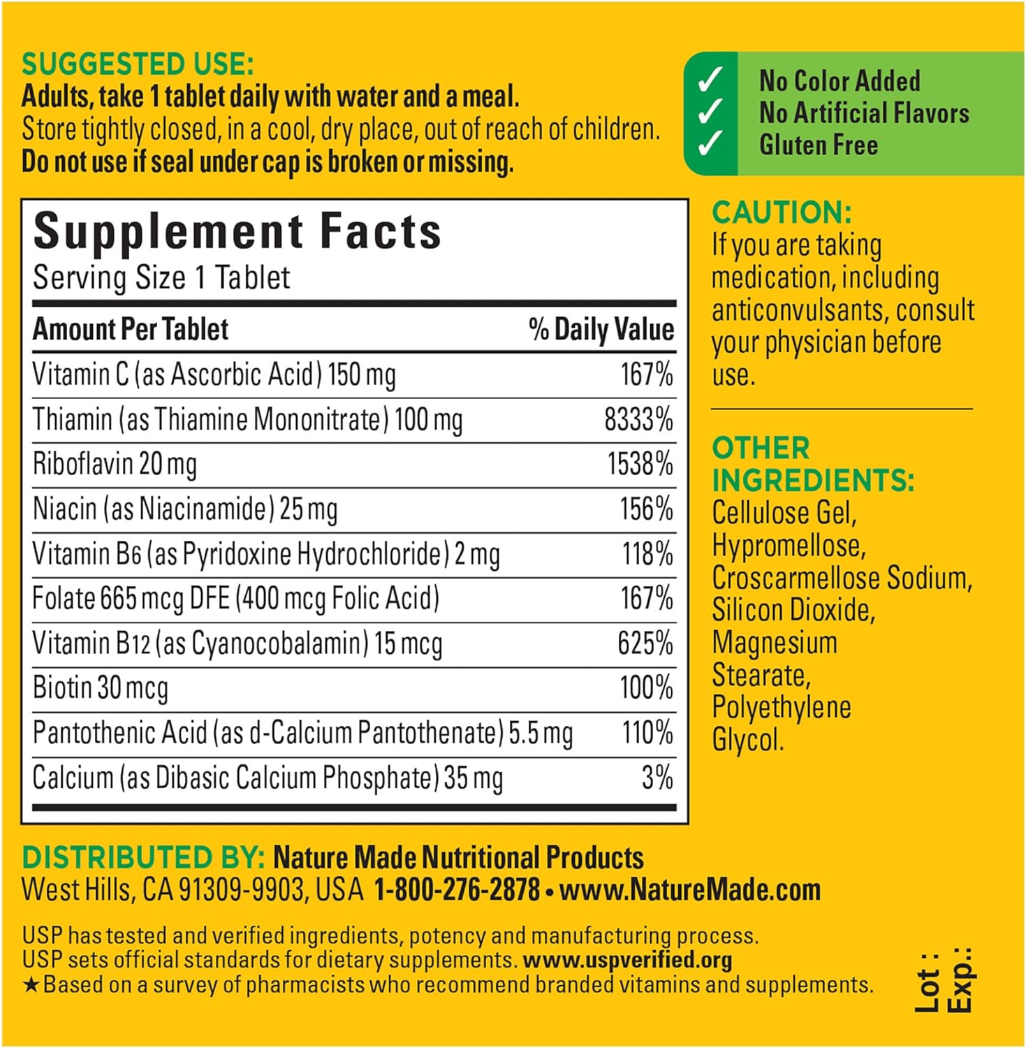Nature Made Super B Complex with Vitamin C and Folic Acid-60 counts. 