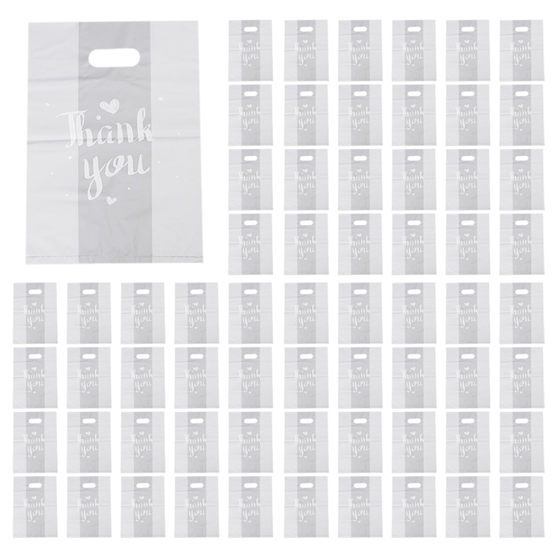 300 Pcs Thank You Plastic Gift Bag Plastic Shopping Bag with Handle Christmas Wedding Gift Bag Candy Cake Small