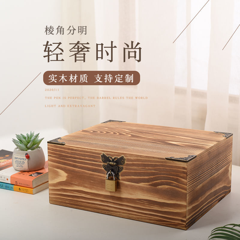 Organizer Box with Lock Wooden Storage Box Certificate Box Desktop Storage Box Rectangular Vintage Wooden Box Wooden Box Customized. 