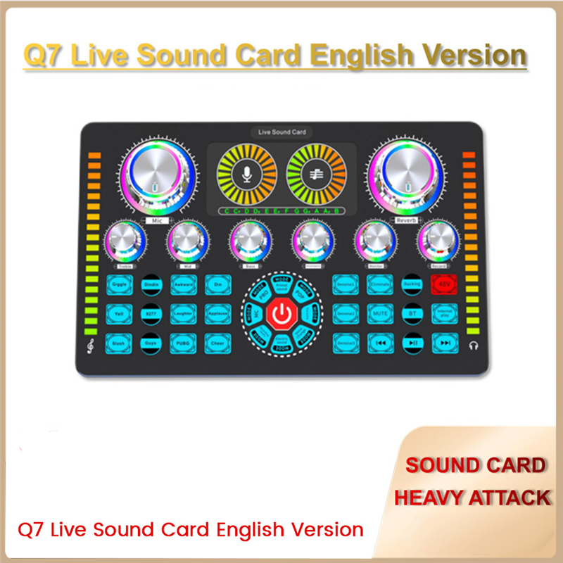 Q7 Latest Professional Portable Bluetooth Sound Card For Karaoke Podcast Home Studio Record Broadcast Microphone Mixer. 