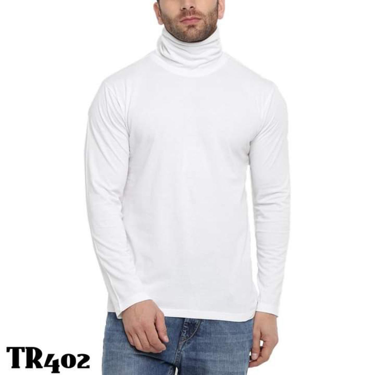 High neck white t shirt online