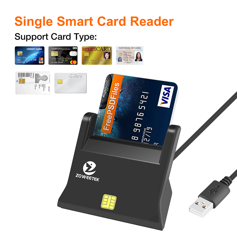 Zoweetek EMV USB ISO 7816 ID IC Smart Card Reader for Computer