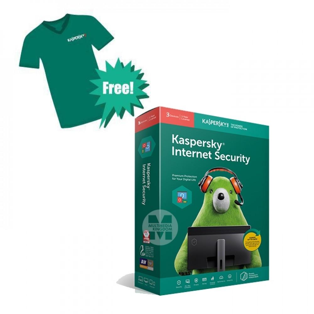 Kaspersi Internet Security 2020 1PC with free T-Shirt- 1 Device / 1 Year. 