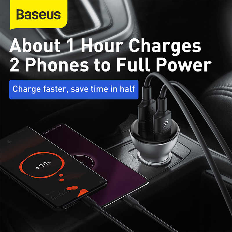 Baseus Magic Series 45W PPS Digital Display (Type-C PD+QC) Intelligent Dual Quick Charging Car Charger. 