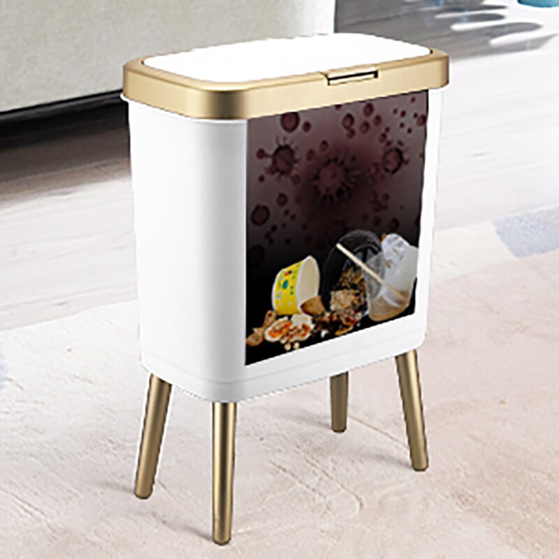 Luxury Large Capacity Trash Can Gold Luxury Trash Can High push Plastic Kitchen Trash Can with Lid Bathroom Trash Can. 