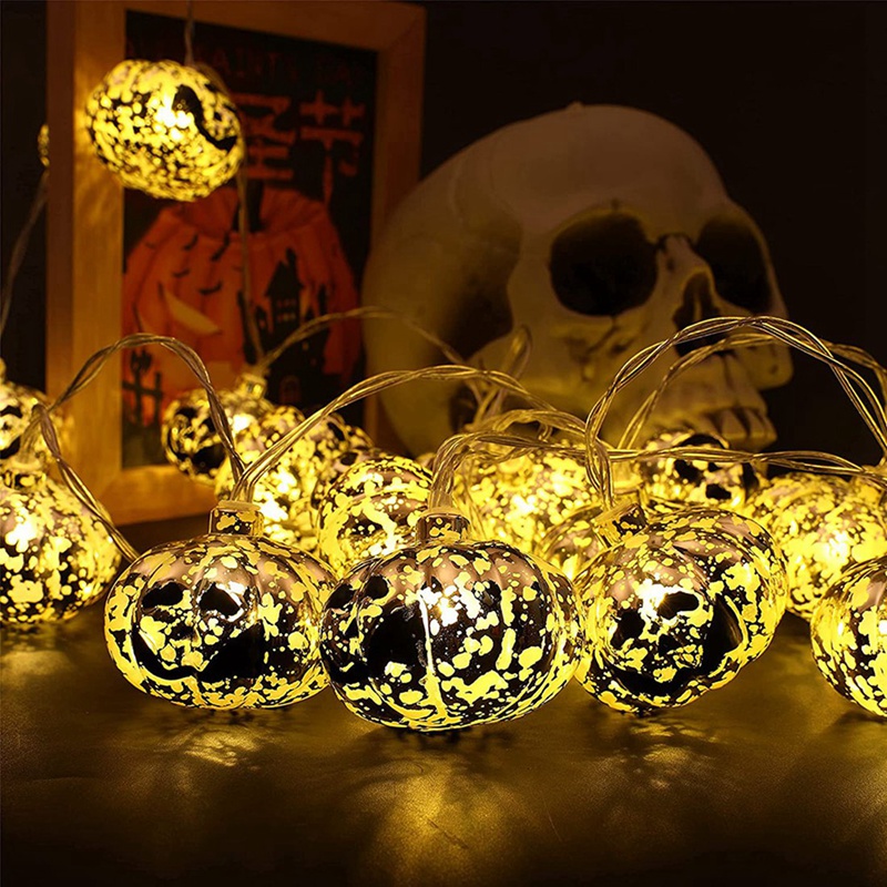 Halloween Lights,20 LED Pumpkin String Lights 9.8 Feet Halloween Decor,2 Modes Steady and Flickering Lights Halloween. 