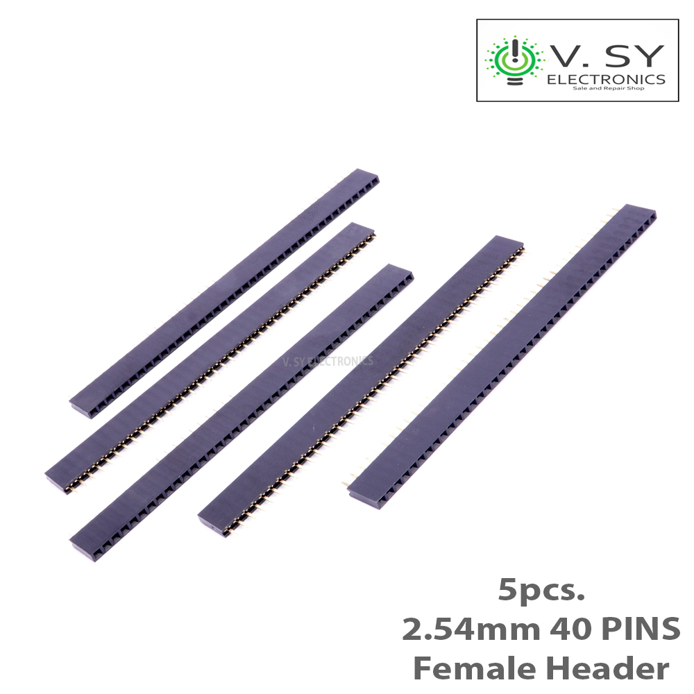 2Pcs- 40x1 ROW Female Header Pin 40x1 Straight Pins Single Row 2.54mm Pitch Pin Female Header Connectors Strip For Breadboard Friendly Electronics Circuitry & Parts. 
