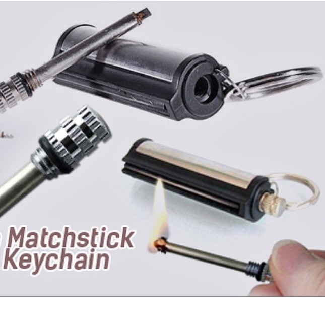 Generic Camping Waterproof Reusable Match Cylinder Stainless Steel Flint Lighter Matchstick