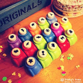 Mini Paper Craft Punch Card Scrapbooking Engraving Kid Cut DIY Handmade Hole Puncher for Festival Papers and Greeting Card Set of 10 with Random Color Tags Cards Craft DIY Punch Cutter Tool. 