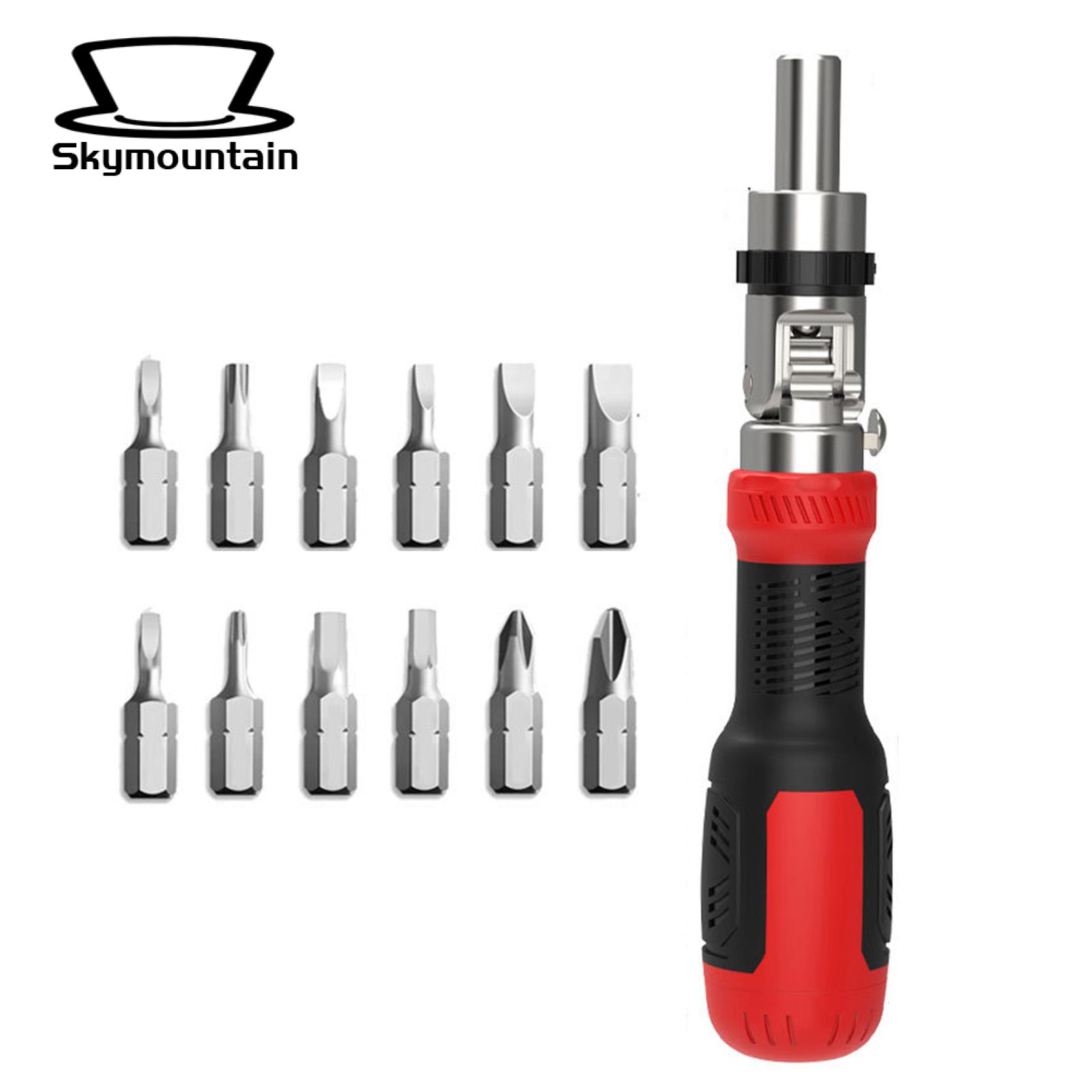 Flat Head Screwdriver Set Versatile 13-in-1 Ratchet Screwdriver Non-slip Handle Adjustable Angle Ideal for Southeast Asian Buyers Universal Screwdriver. 