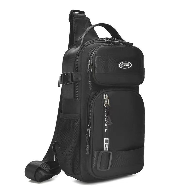 Outdoor five-layer zipper large capacity chest bag travel shoulder bag daily versatile casual multi-layer crossbody bag men's multi-functional