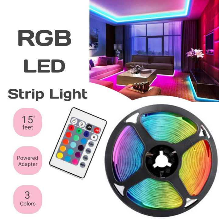 16 Feet RGB LED Strip Light with Remote Control | Color Changing Flexible LED Light