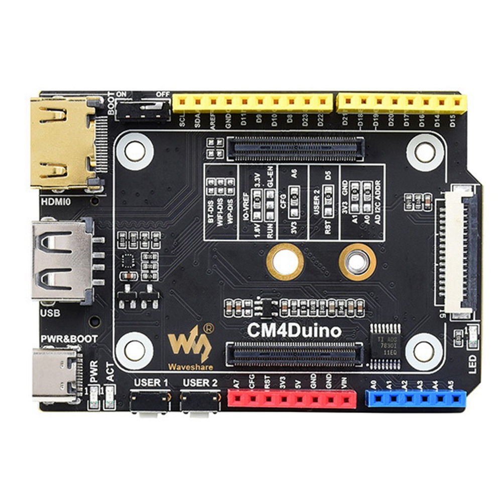 Waveshare for Raspberry Pi CM4-Duino Base Board Compatible HDMI USB M.2 Interface Supports Arduino Ecology System. 