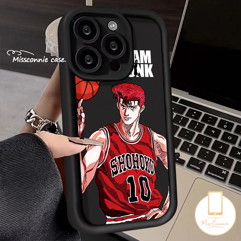 Akagi Haruko Sakuragi Hanamichi Graffiti Cover Compatible for IPhone 7Plus XR 12 14 11 13 15 Pro Max 8 6 7 15 6S Plus X XS Max SE 2020 Slum Dunk Couples Angel Eyes Soft Case