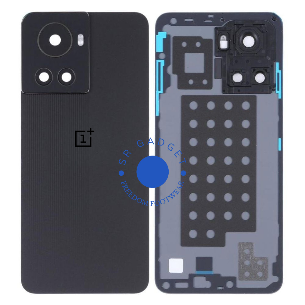 Replacement Backshell Glass Panel for OnePlus 10R Battery Back Door Housing - Black. 