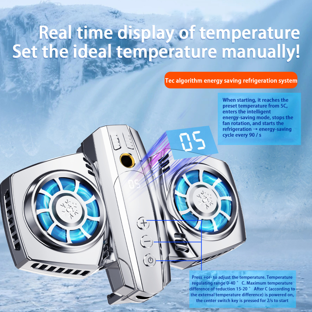 Ecocc K4 Mobile Phone Radiator With Smartphone Temperature Display Dual Cooling Fan Phone Cooler High quality plug and play. 