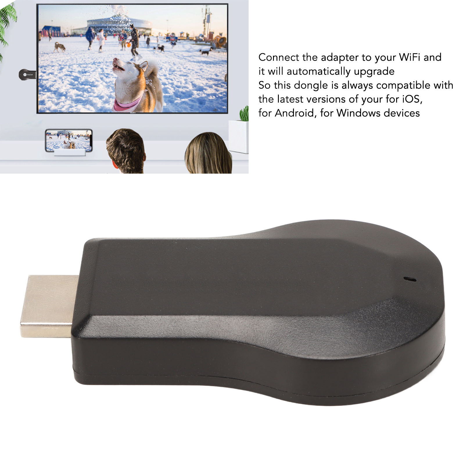 WiFi Display Dongle, 1080P ABS Plug and Play Wireless Display Adapter for Projector. 