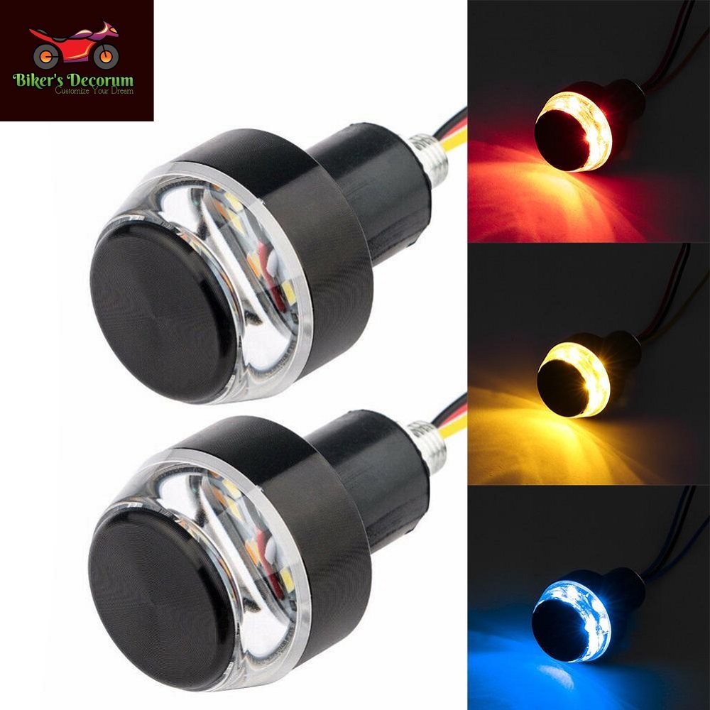 Universal Gutli/Gutka 2pcs Motorcycle 7/8 "22Mm Turn Signal LED Light Indicator Handle Bar End 12V White Yellow Blue Red Flasher Handle Grip Dual Color Blinker Side Marker Hand Lamp. 